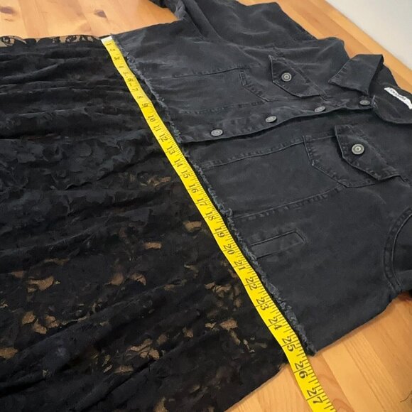 Origami Jacket Duster Women 0 Black Western Festival Lace Denim Button Up Boho - Picture 10 of 16